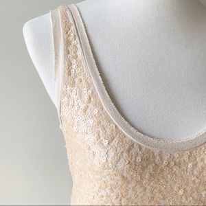 J. Crew Sequin Cream Tank Top Size Small